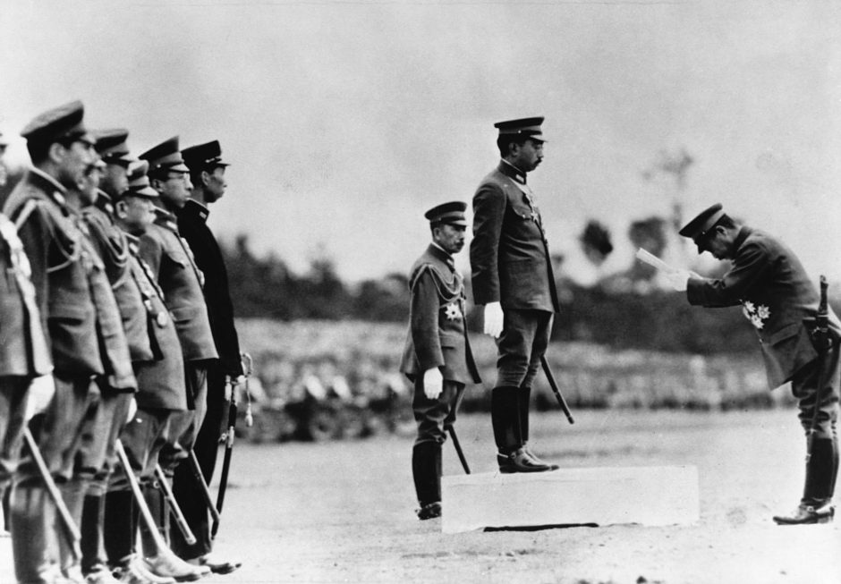 Hirohito Reviewing Troops